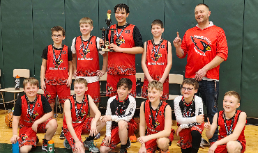 Newark Valley 6th Grade Boys Basketball Team Posing With Trophy