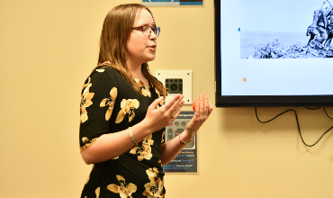 Newark Valley Student Hailie Carter giving a presentation