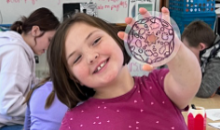 Student with artwork