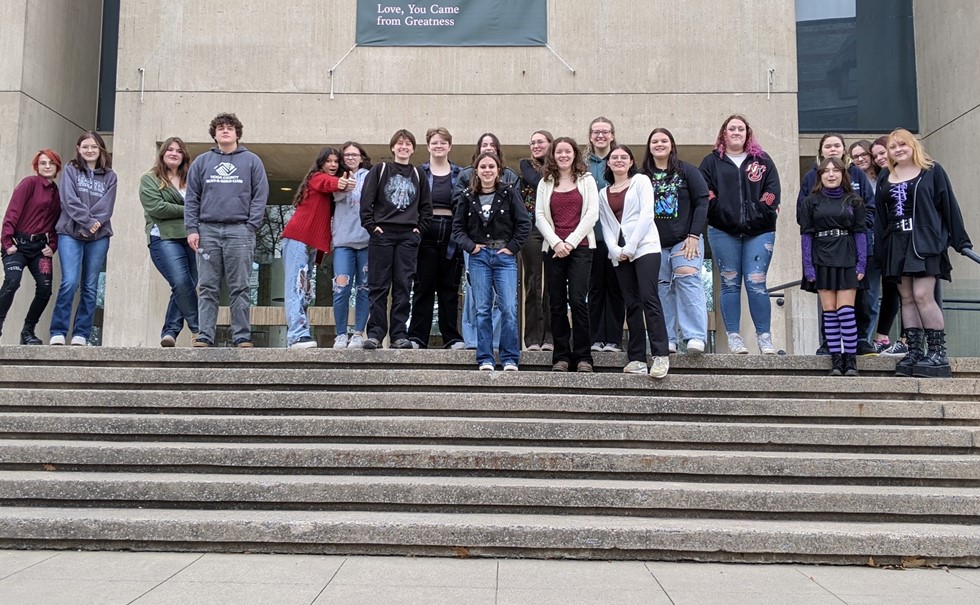 art students on a field trip to an art museum at Cornell University