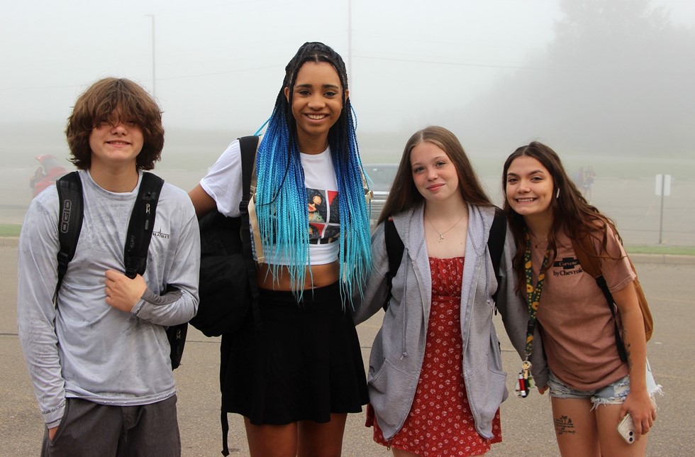 Four students outside 