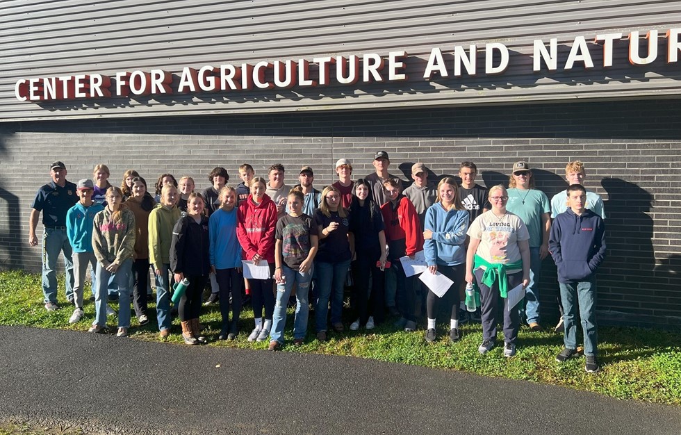 NV students in front of the center for agriculture and nature