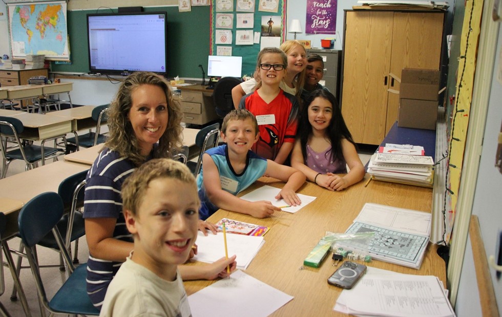 Students and teacher in classroom