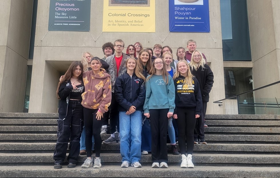 Students outside of Johnson Museum
