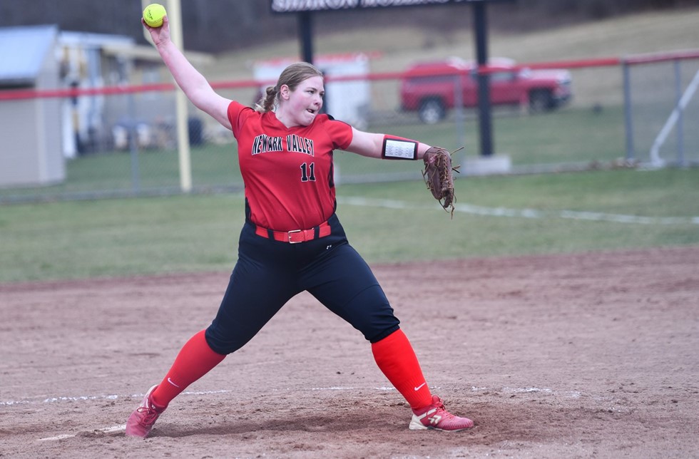 Softball player in her windup